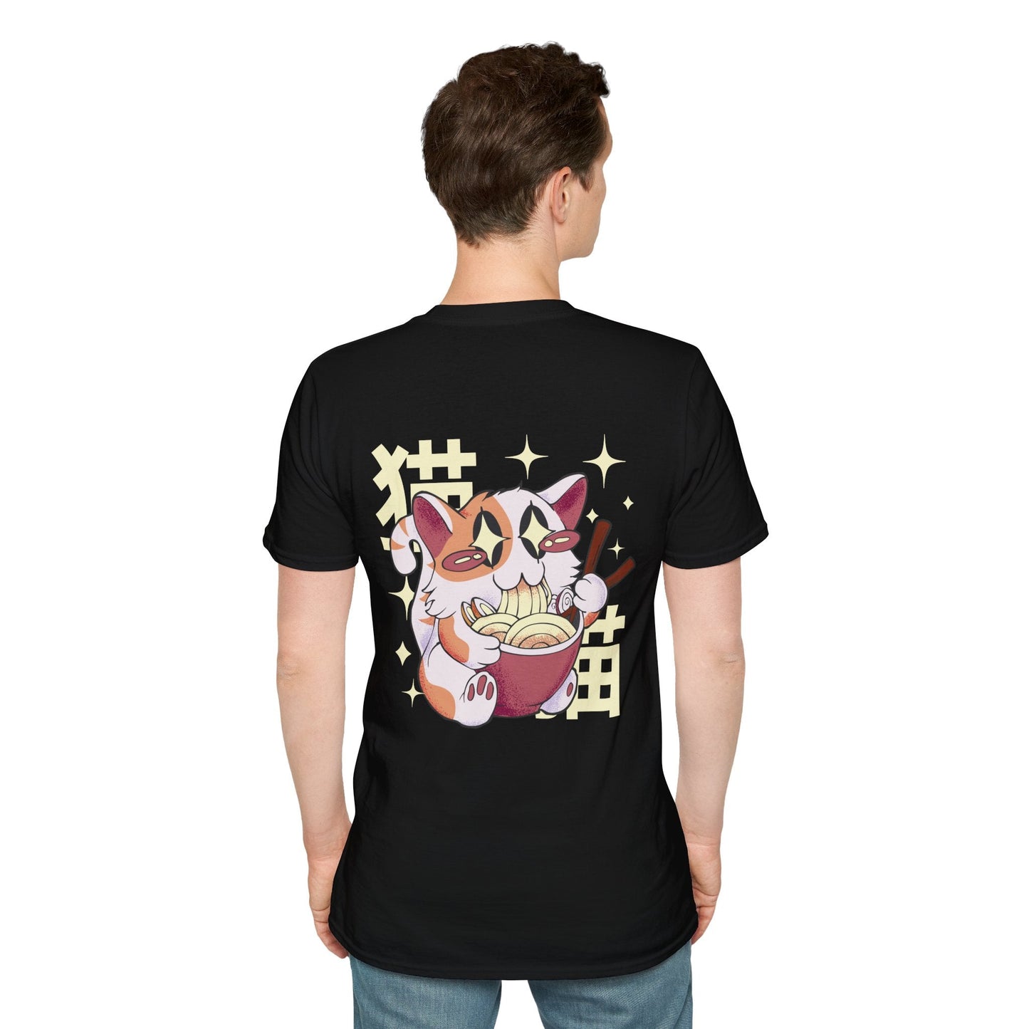 Cat Ramen - Kawaii Character - Unisex T-Shirt - Back Print-4