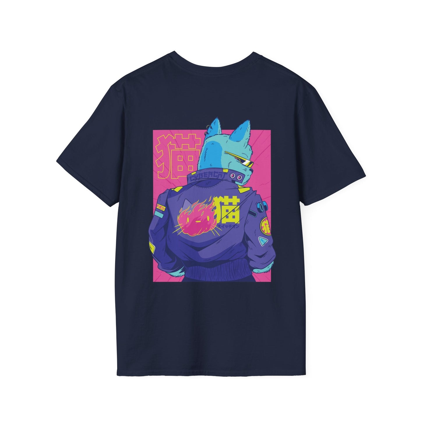 Cyberpunk Cat - Anime World - Unisex T-Shirt - Back Print-2