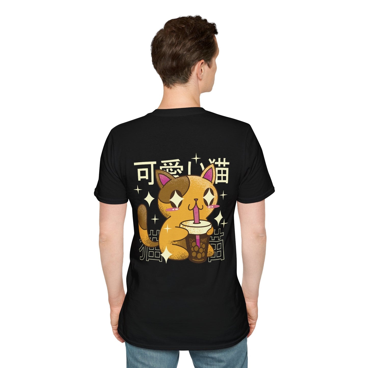 Cat Bubble Tea - Kawaii Character - Unisex T-Shirt - Back Print-4