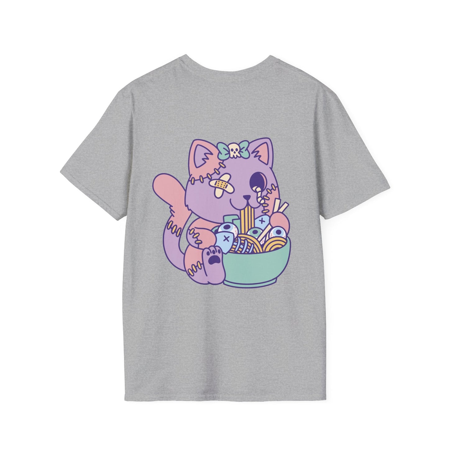 Goth Cat Ramen - Anime World - Unisex T-Shirt - Back Print-4