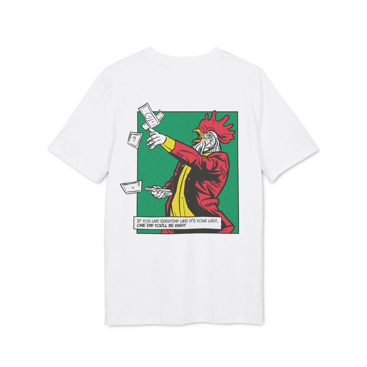 Rooster with Money - Comic Mafia - Premium Bio Unisex T-Shirt - Back Print-6