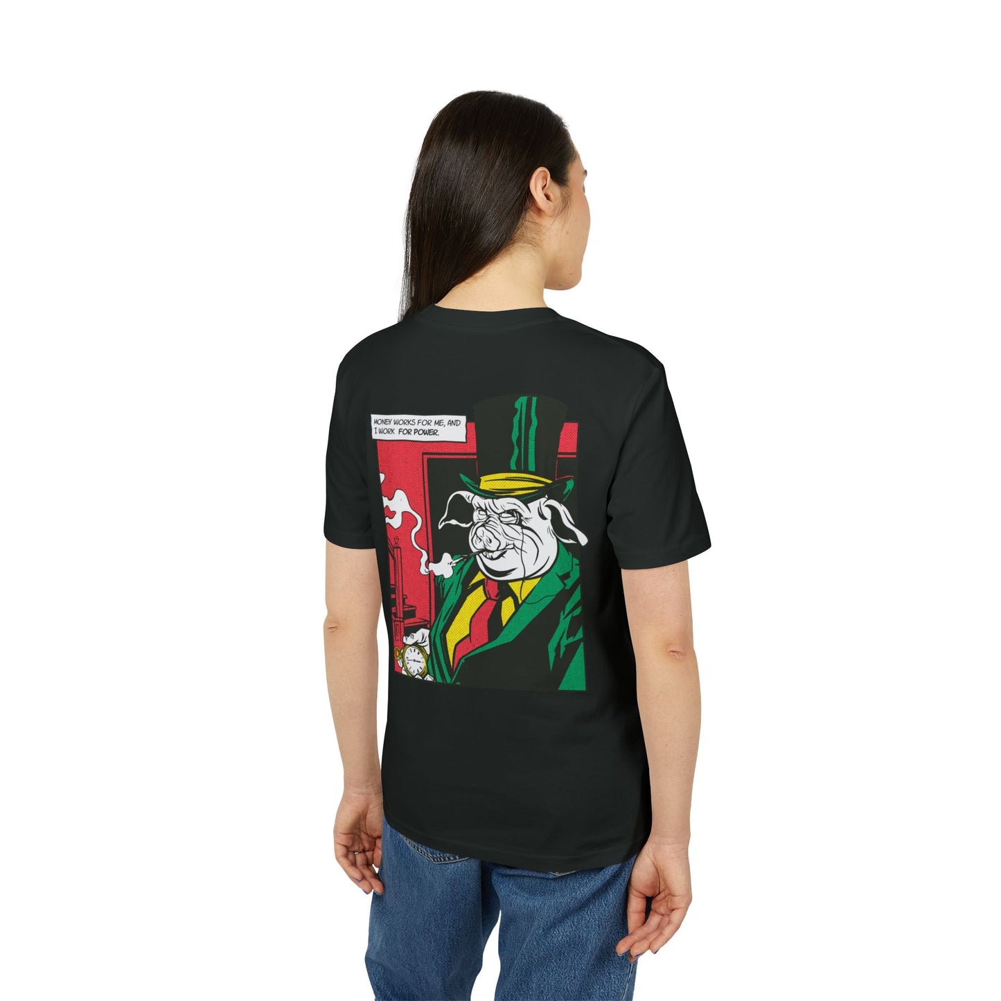 Boss Pig - Comic Mafia - Premium Bio Unisex T-Shirt - Back Print-2