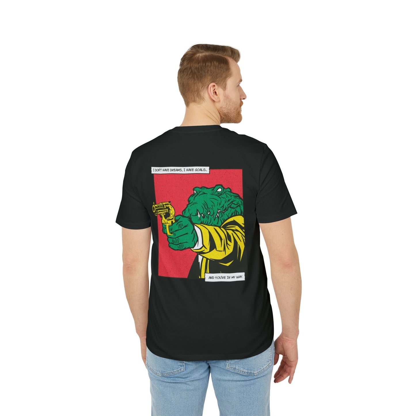 Alligator with Gun - Comic Mafia - Premium Bio Unisex T-Shirt - Back Print-4