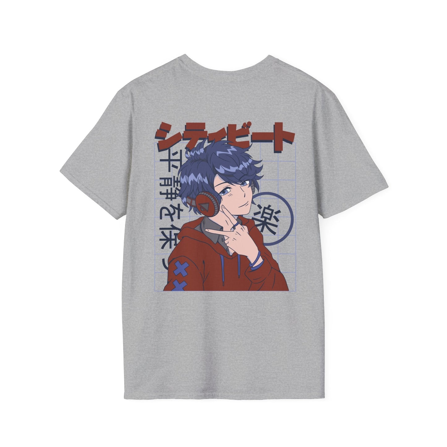 Anime Boy Headphones - Anime World - Unisex T-Shirt - Back Print-4