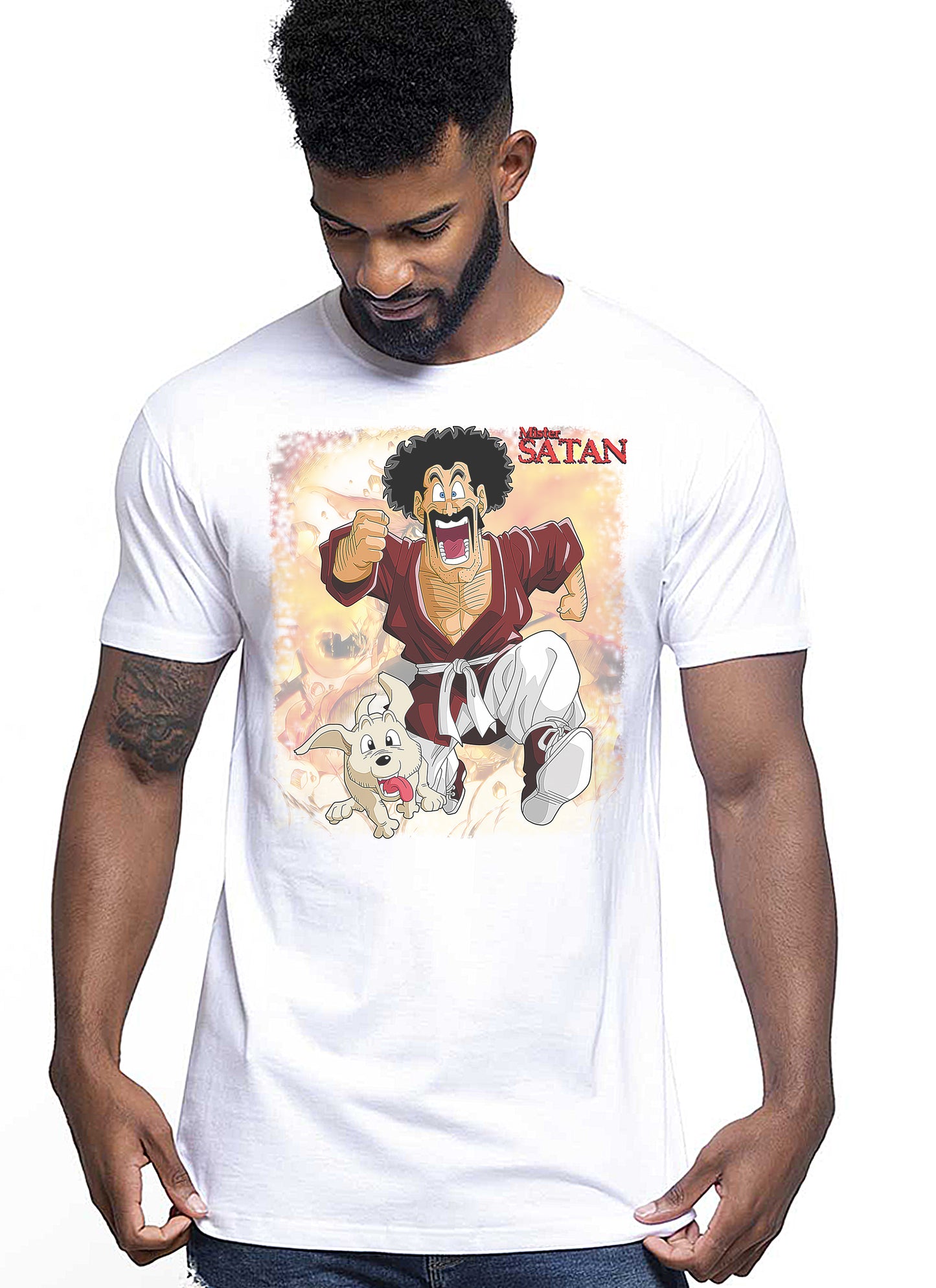 Mister Satan Manga 2-2 Anime Fumetti 6001 T-shirt Urban Men Uomo 100% Cotone Pettinato JK