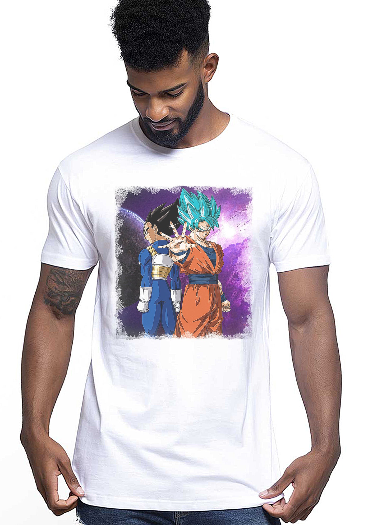 Goku eat Ape Vegeta Dragon Ball Z Manga Anime Fumetti 6004-6 T-shirt Urban Men Uomo 100% Cotone Pettinato JK