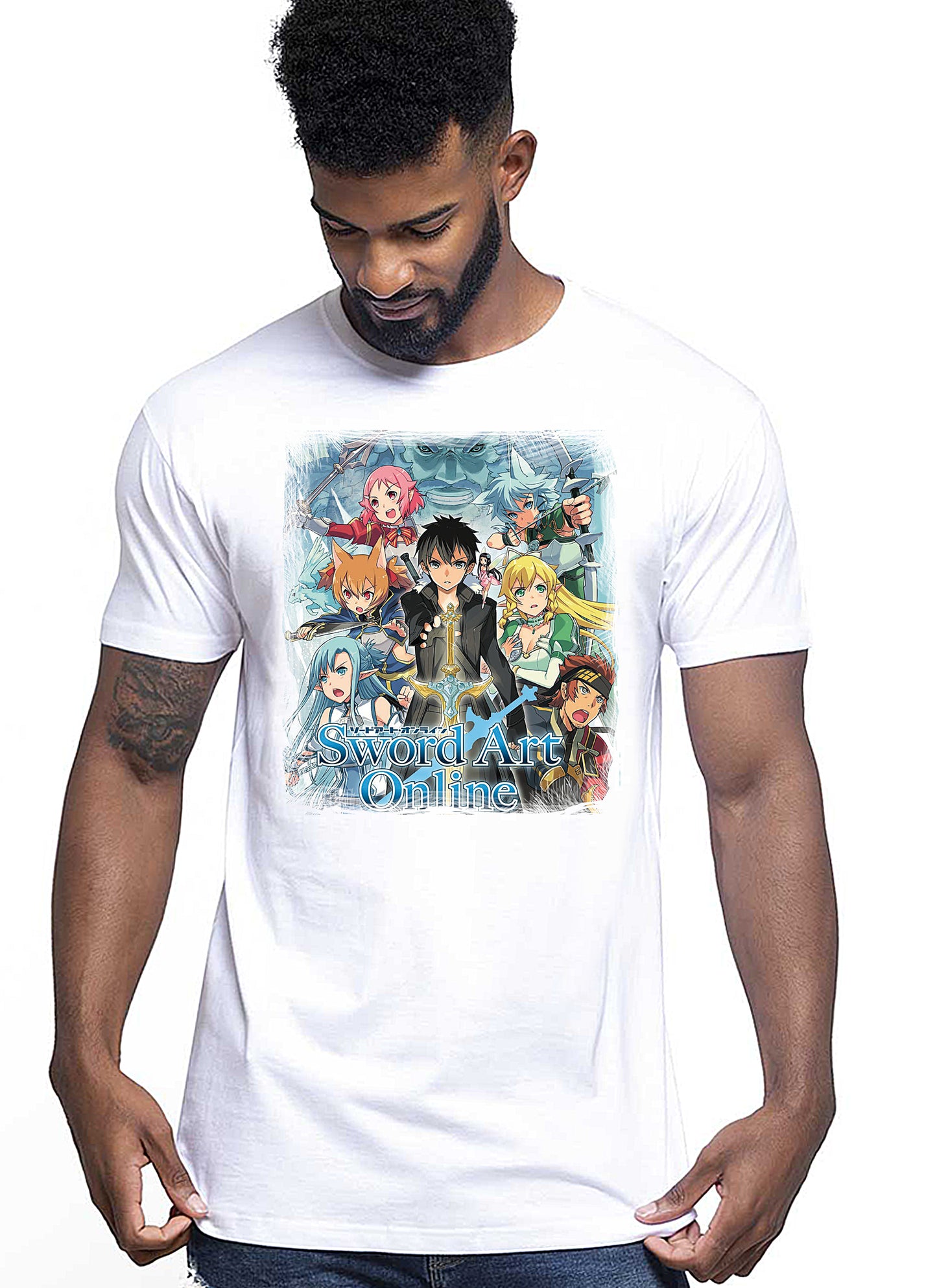 Sword art Online Manga Anime Fumetti 6008 T-shirt Urban Men Uomo 100% Cotone Pettinato JK