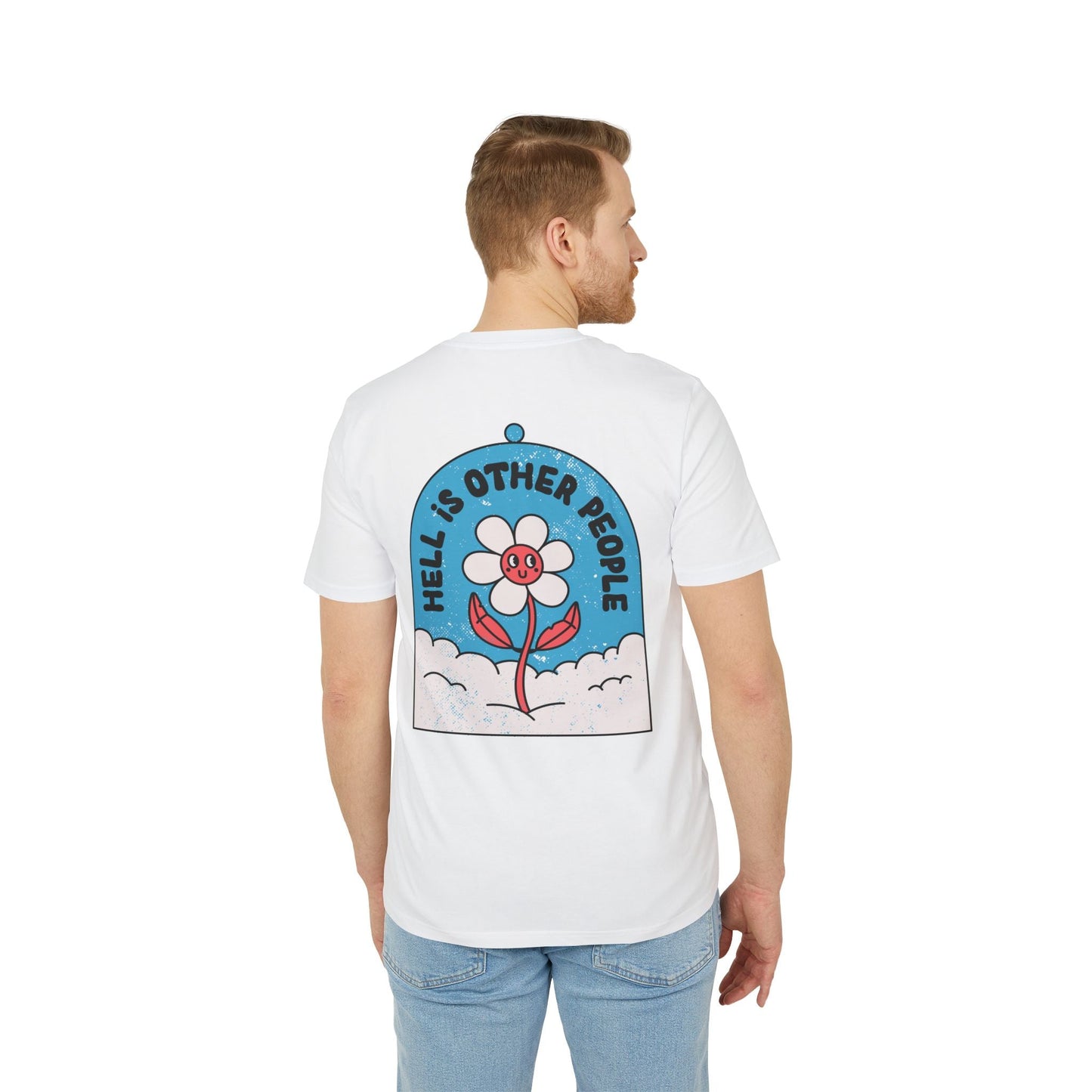 Hell is other People - Antisocial Retro - Premium Bio Unisex T-Shirt - Back Print-4