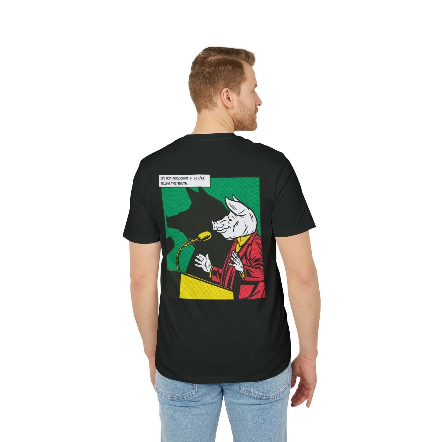 Pig Politician - Comic Mafia - Premium Bio Unisex T-Shirt - Back Print-4