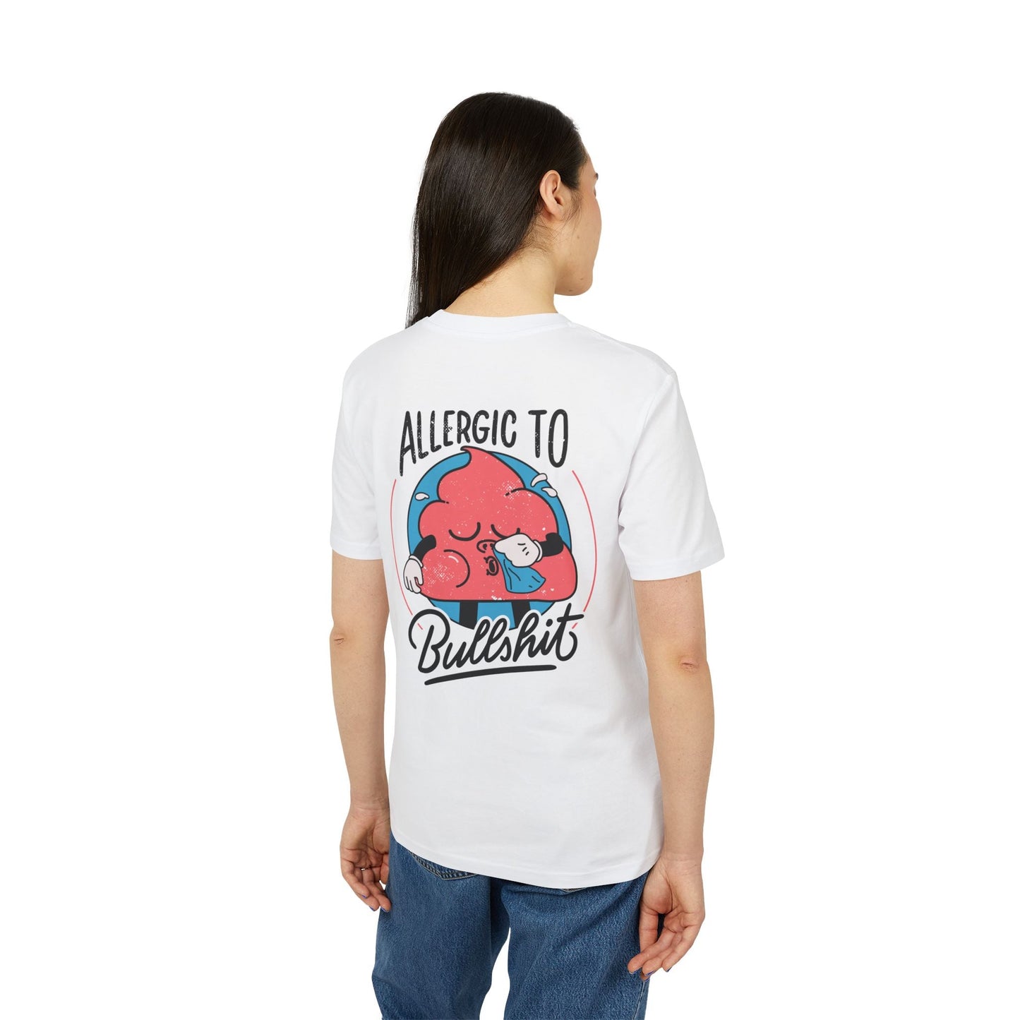 Allergic to Bullshit - Antisocial Retro - Premium Bio Unisex T-Shirt - Back Print-2