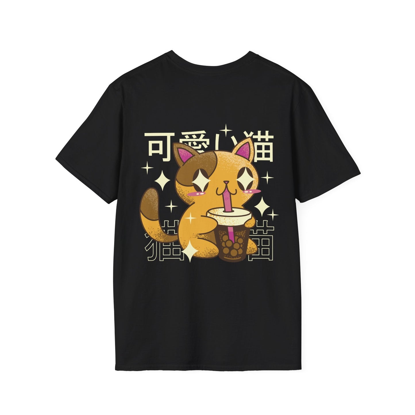 Cat Bubble Tea - Kawaii Character - Unisex T-Shirt - Back Print-0