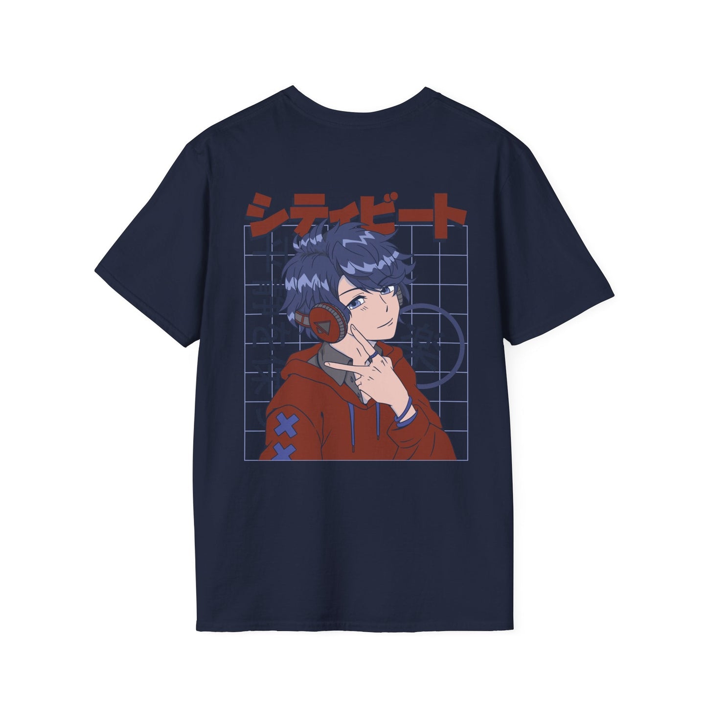 Anime Boy Headphones - Anime World - Unisex T-Shirt - Back Print-2