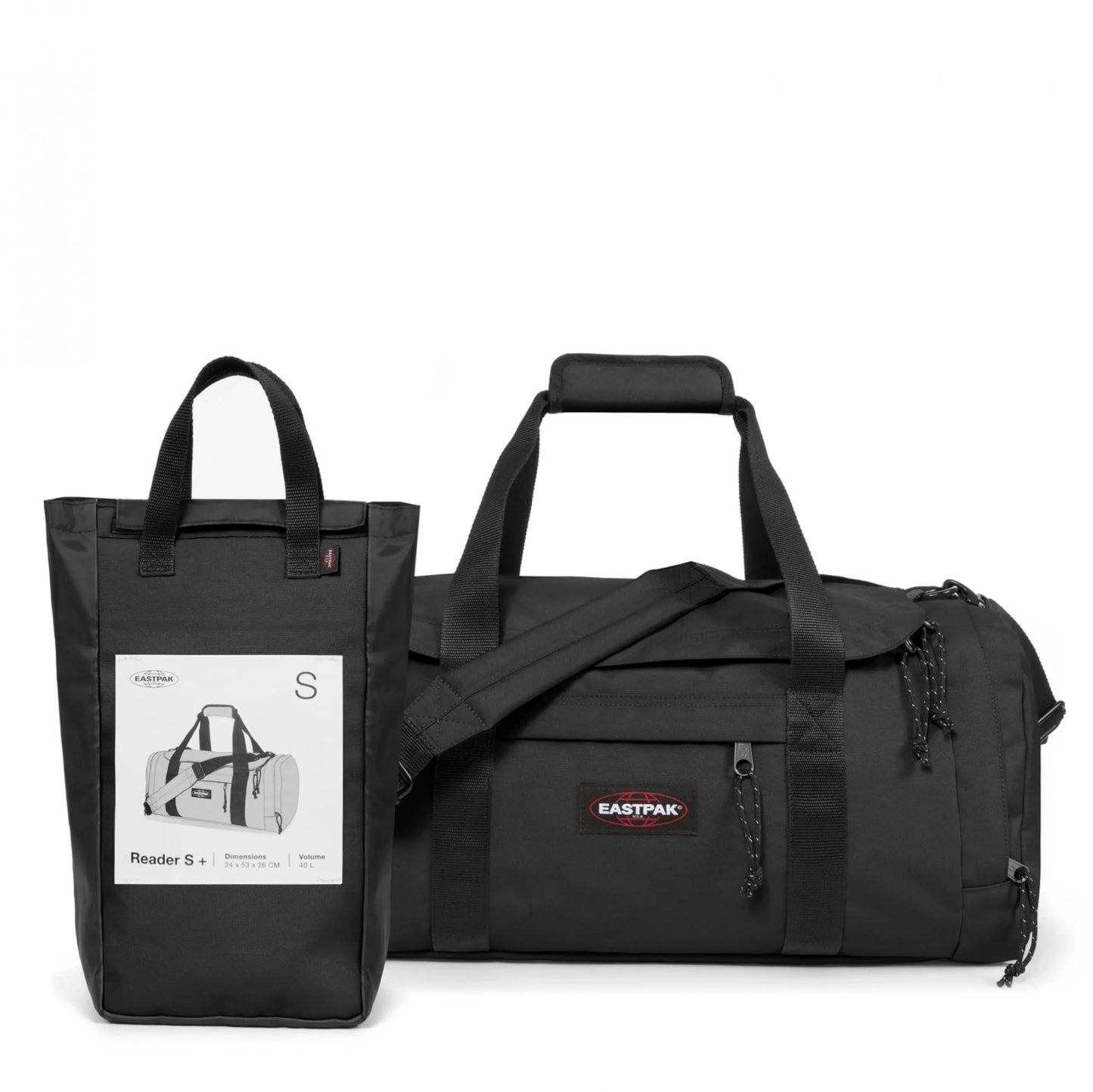 Eastpak READER M + Duffel Bag, 27 x 63 x 29 cm, 51.5 L, Black, Reader S + - STREET STYLE