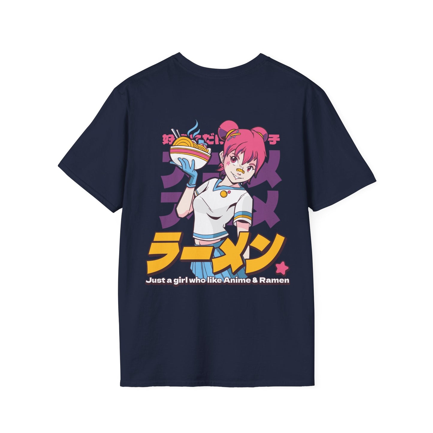 Just a girl who like Anime & Ramen - Anime World - Unisex T-Shirt - Back Print-2