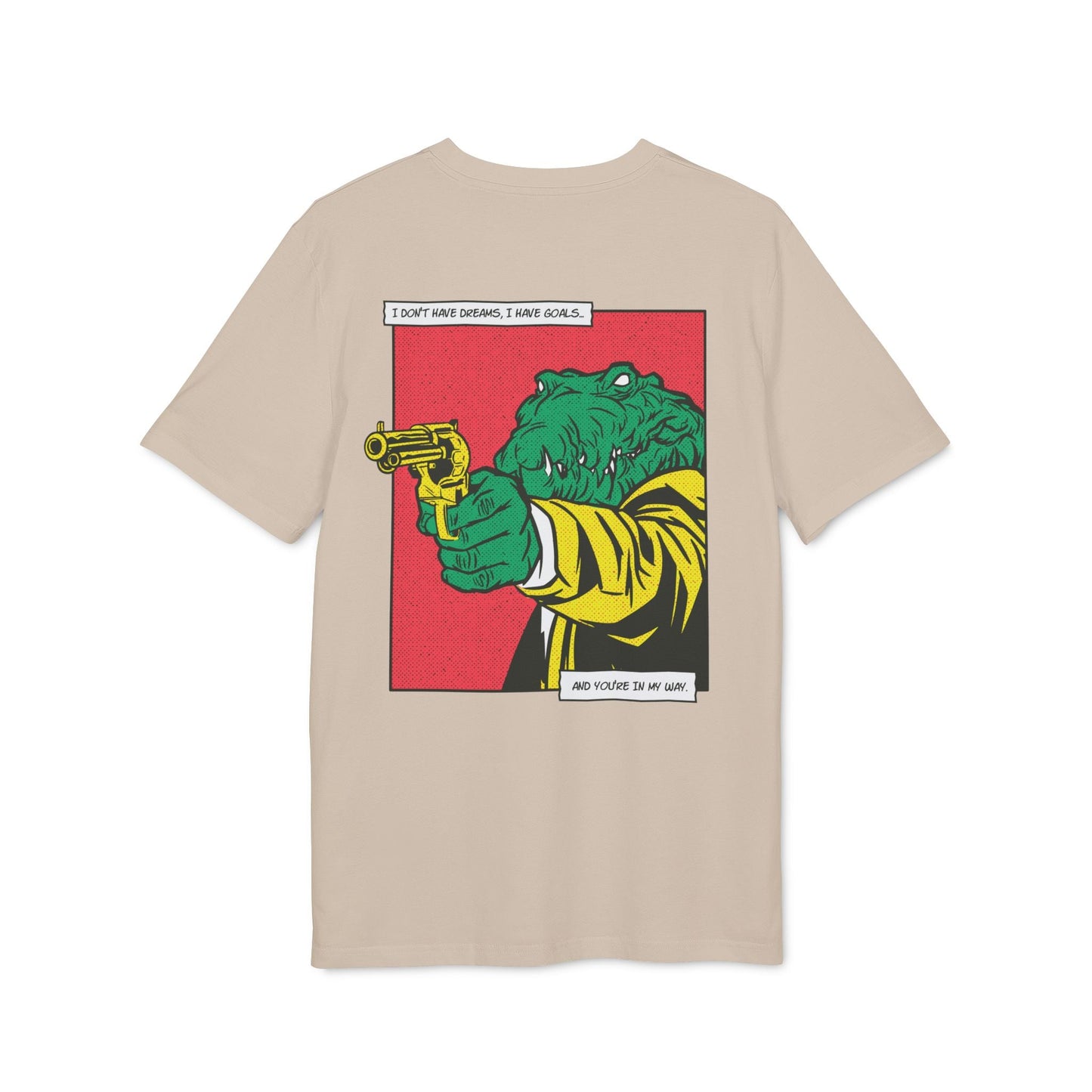 Alligator with Gun - Comic Mafia - Premium Bio Unisex T-Shirt - Back Print-7