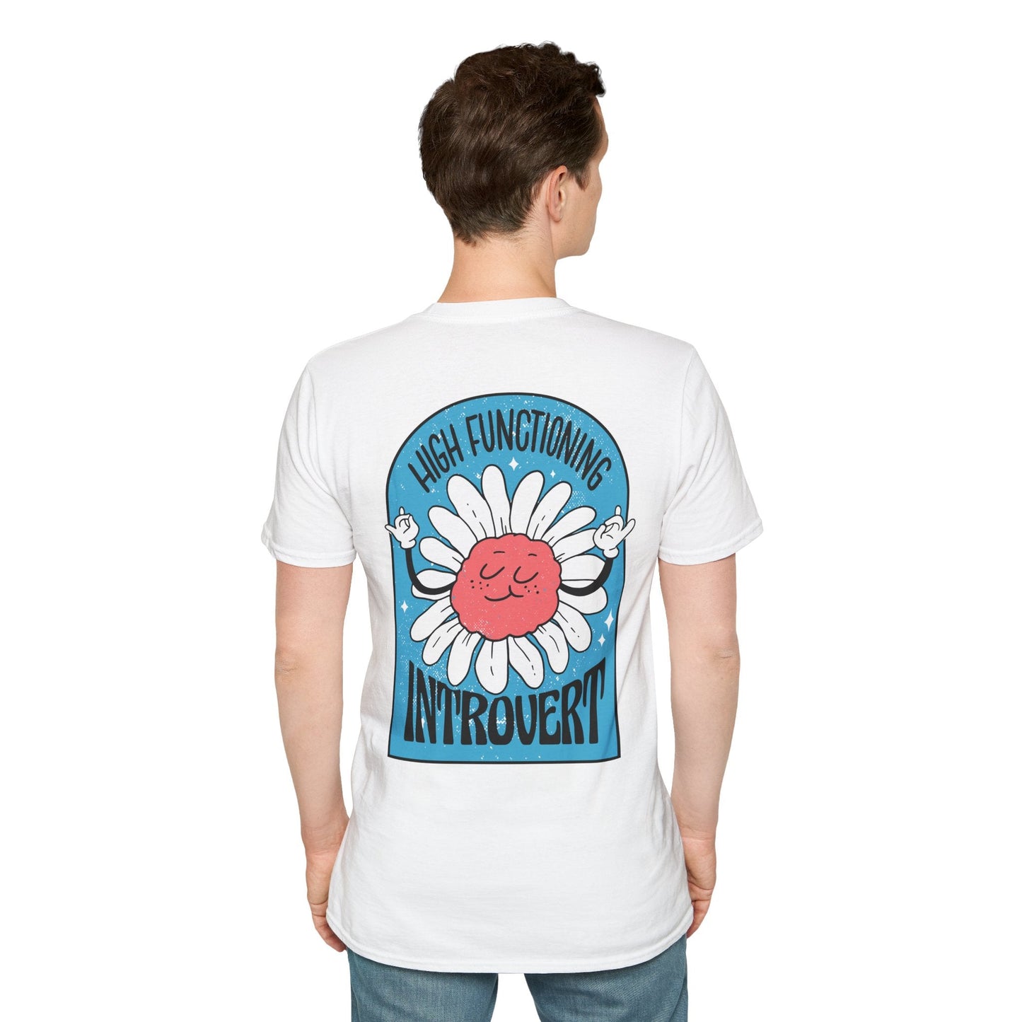 High functioning introvert - Antisocial Retro - Unisex T-Shirt - Back Print-4