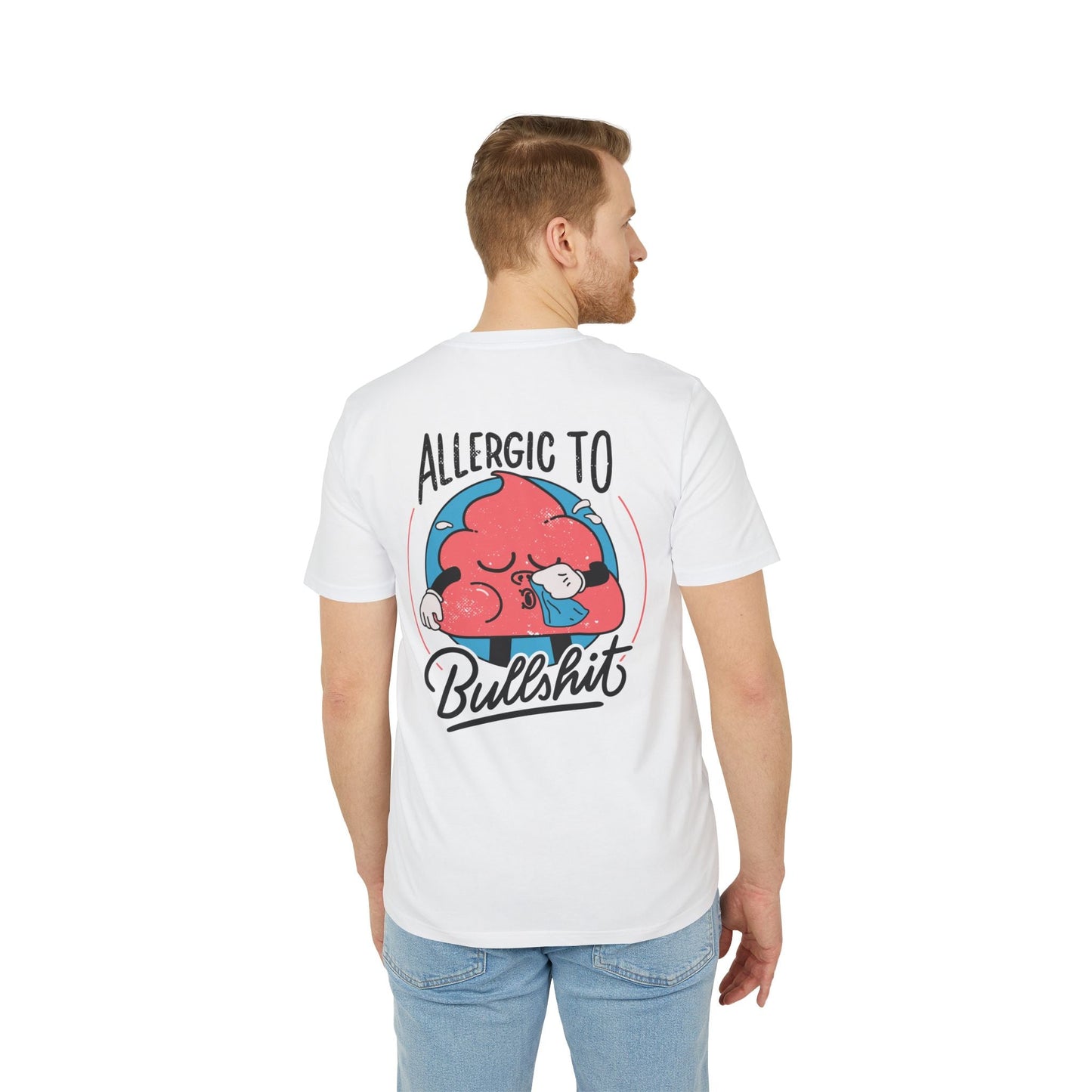 Allergic to Bullshit - Antisocial Retro - Premium Bio Unisex T-Shirt - Back Print-4