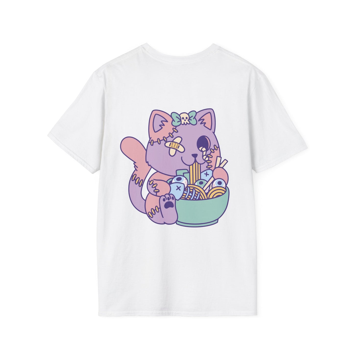 Goth Cat Ramen - Anime World - Unisex T-Shirt - Back Print-3