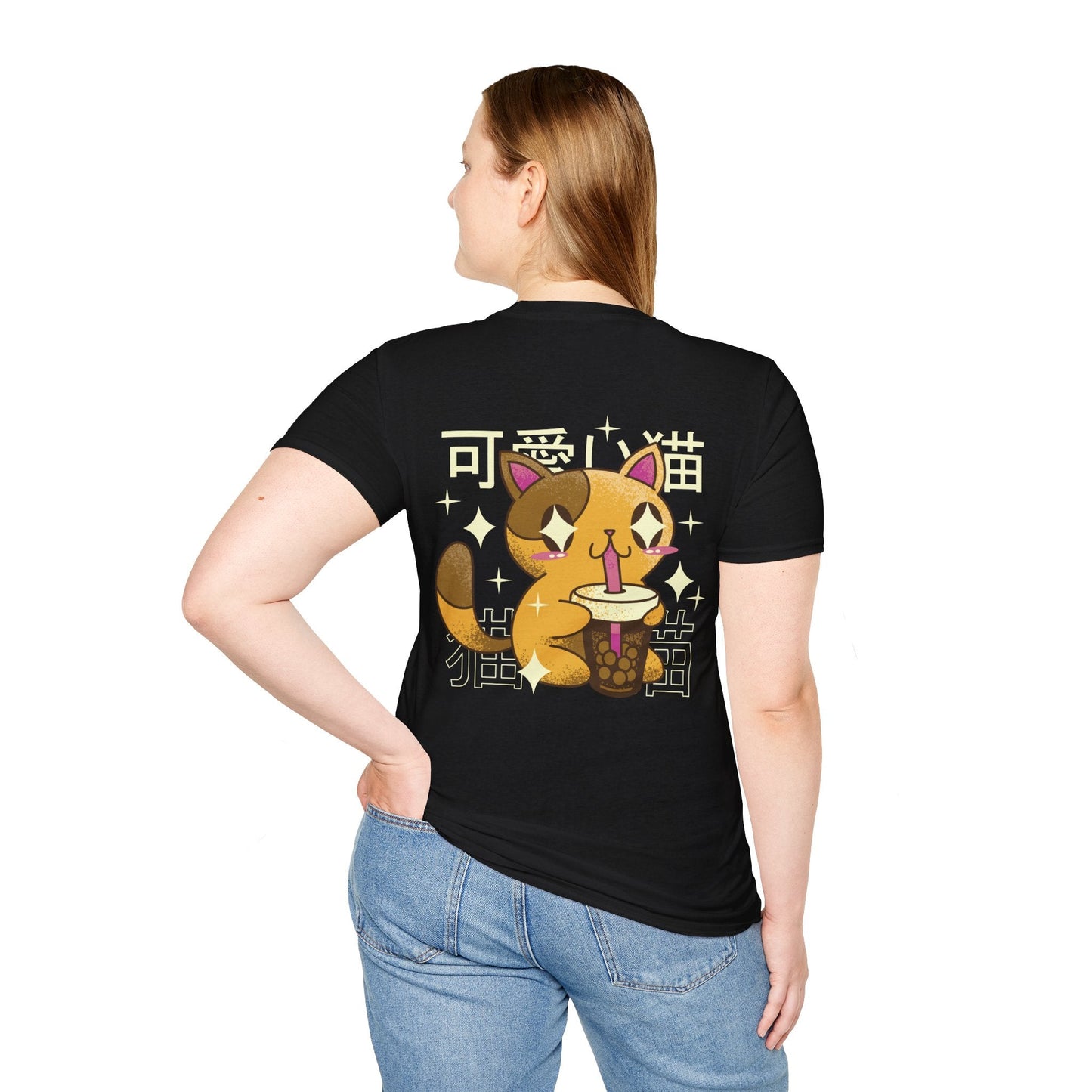 Cat Bubble Tea - Kawaii Character - Unisex T-Shirt - Back Print-2
