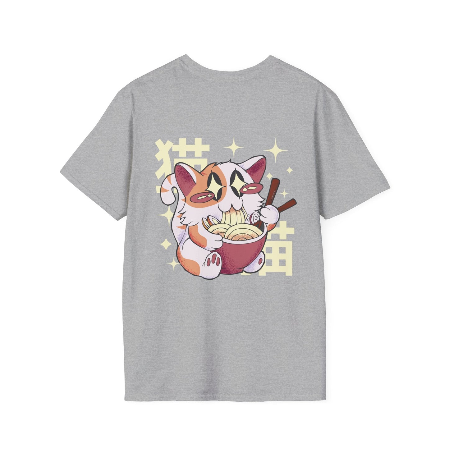 Cat Ramen - Kawaii Character - Unisex T-Shirt - Back Print-7
