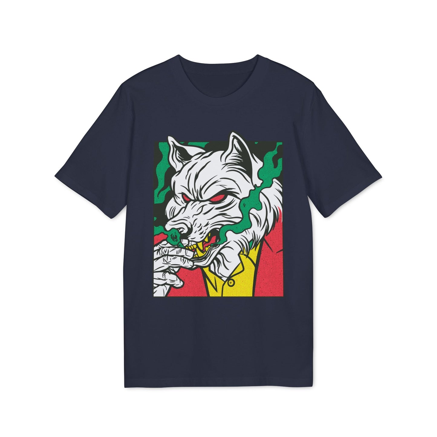 Smoking Wolf - Comic Mafia - Premium Bio Unisex T-Shirt - Front Print-5