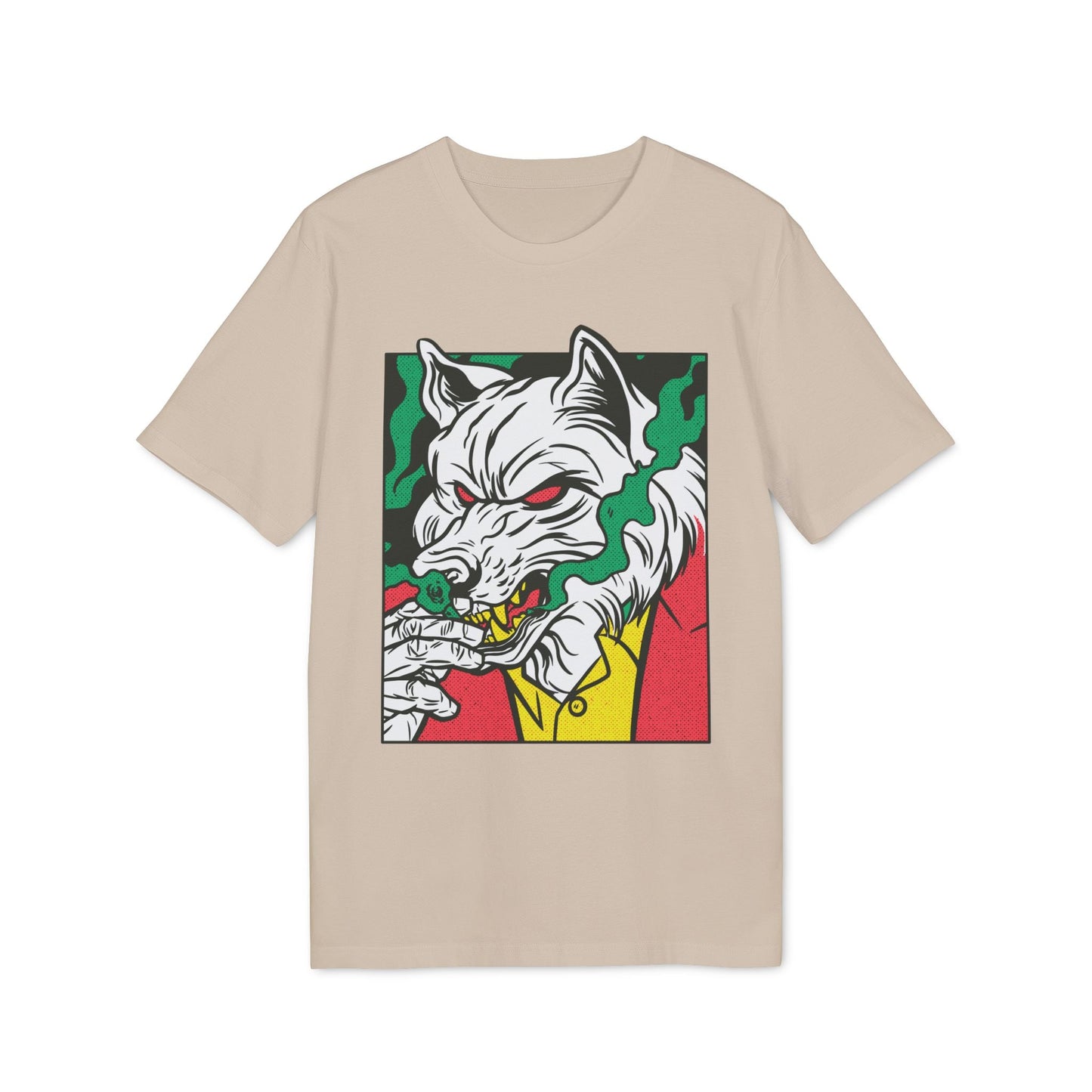 Smoking Wolf - Comic Mafia - Premium Bio Unisex T-Shirt - Front Print-7