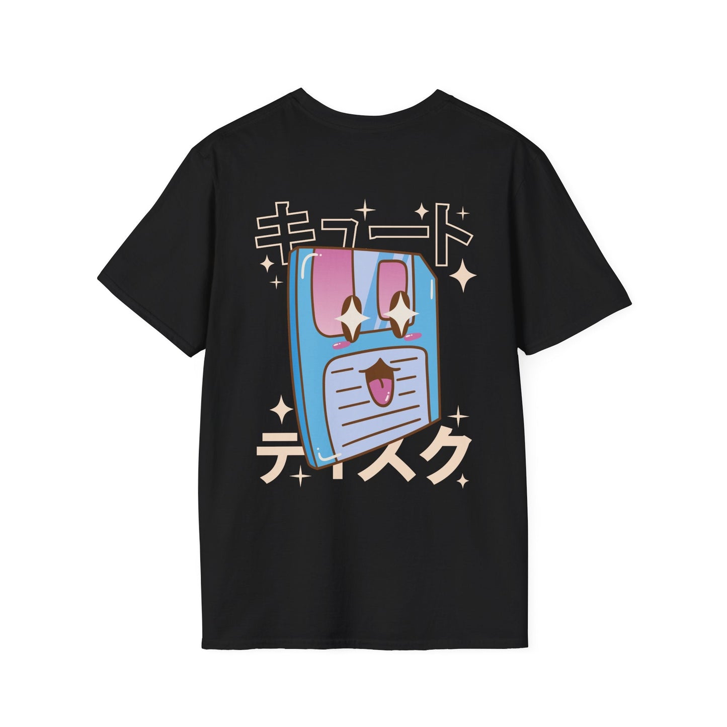 Floppy Disc - Kawaii Character - Unisex T-Shirt - Back Print-0