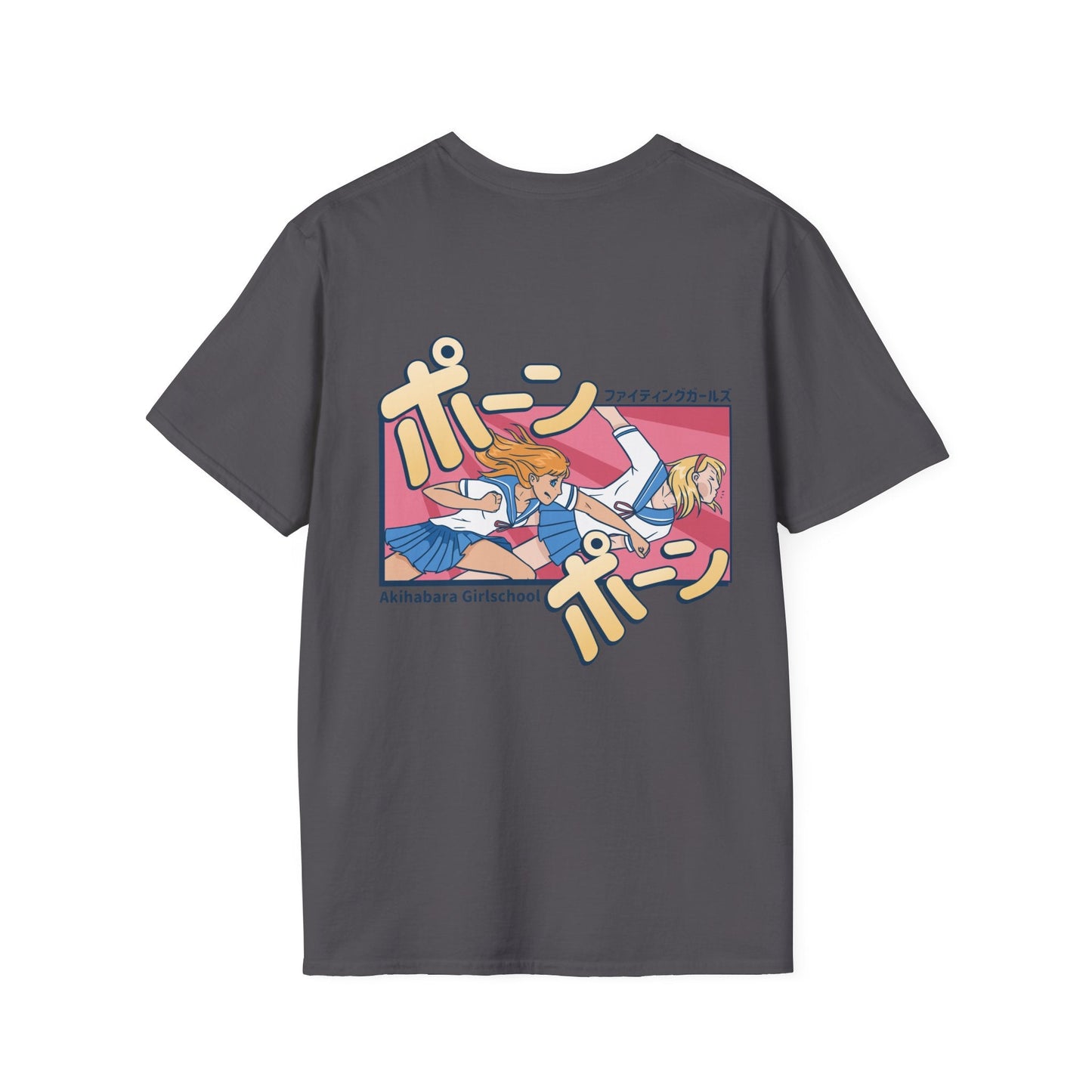 High School Girl Fight - Anime World - Unisex T-Shirt - Back Print-3