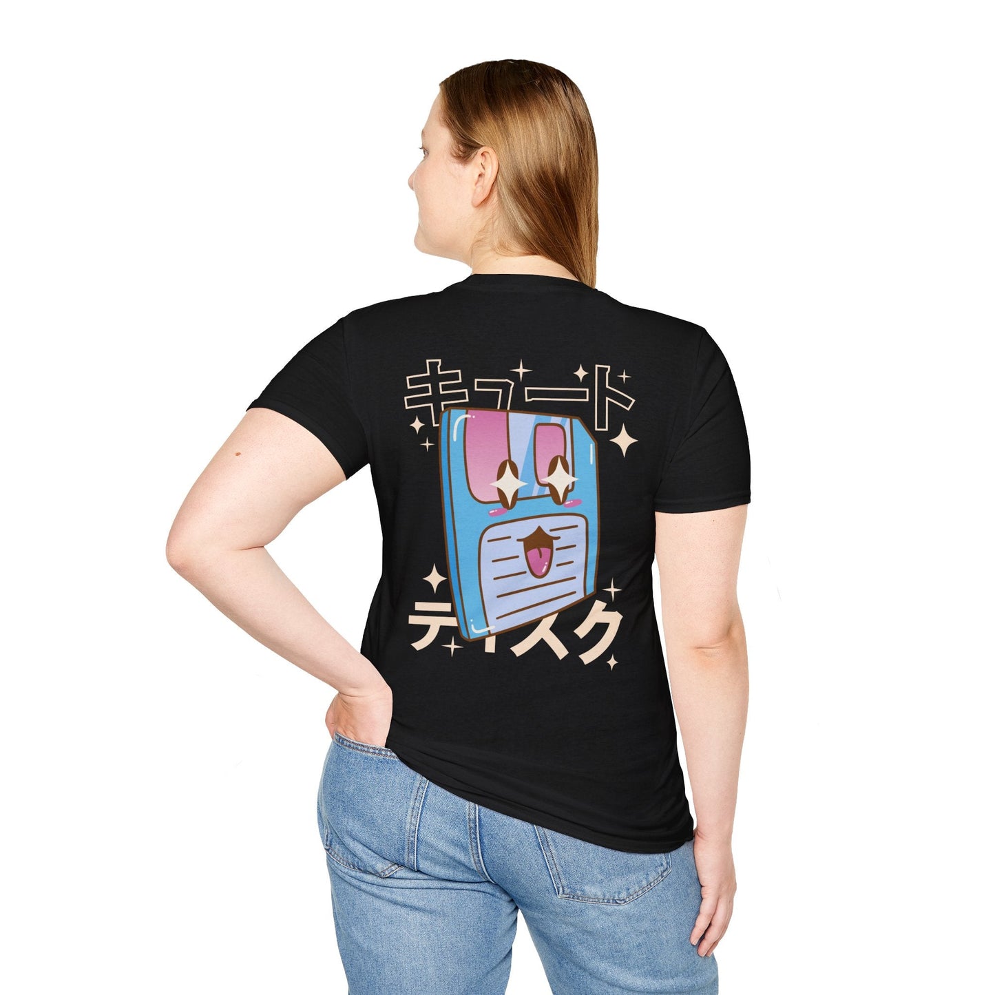 Floppy Disc - Kawaii Character - Unisex T-Shirt - Back Print-2