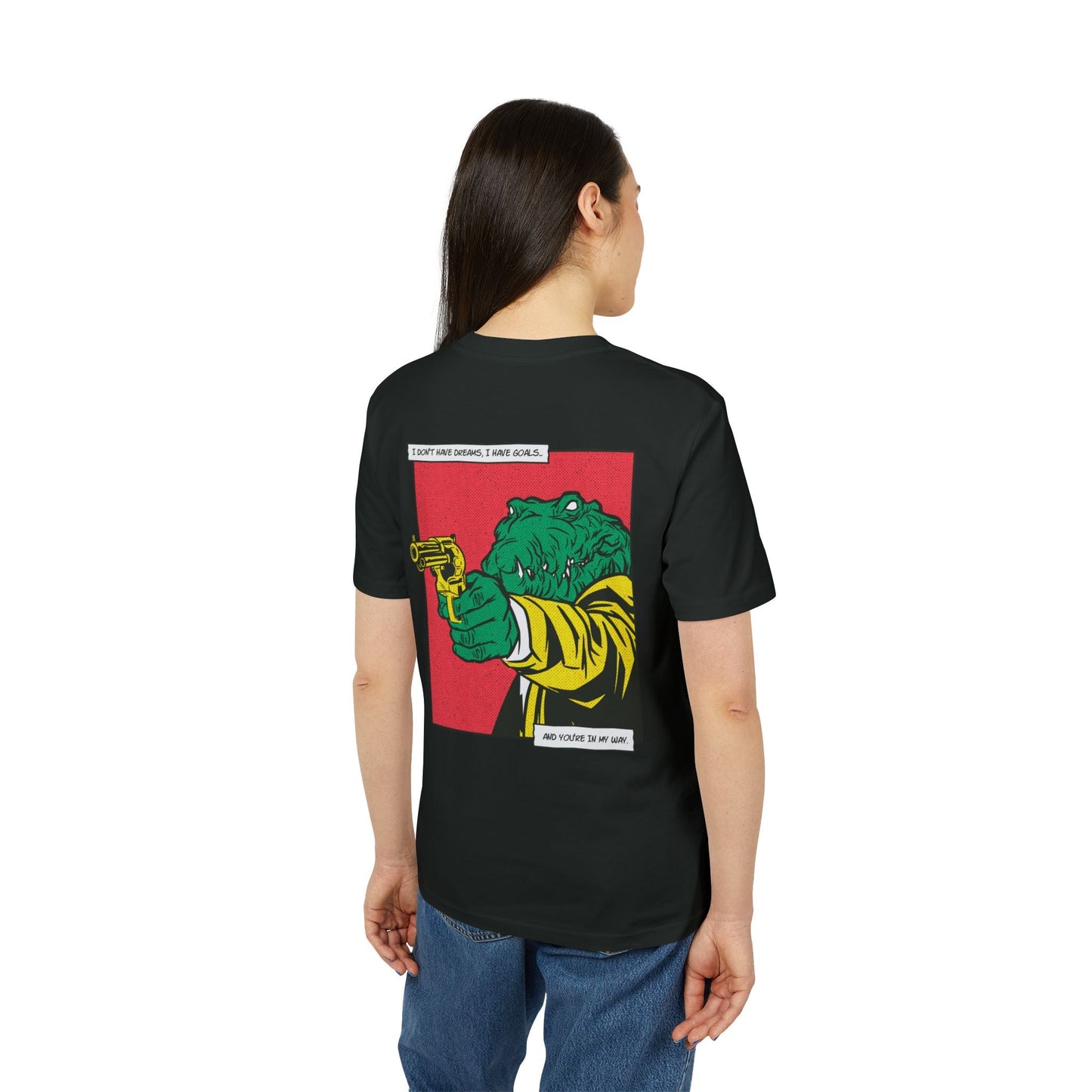 Alligator with Gun - Comic Mafia - Premium Bio Unisex T-Shirt - Back Print-2