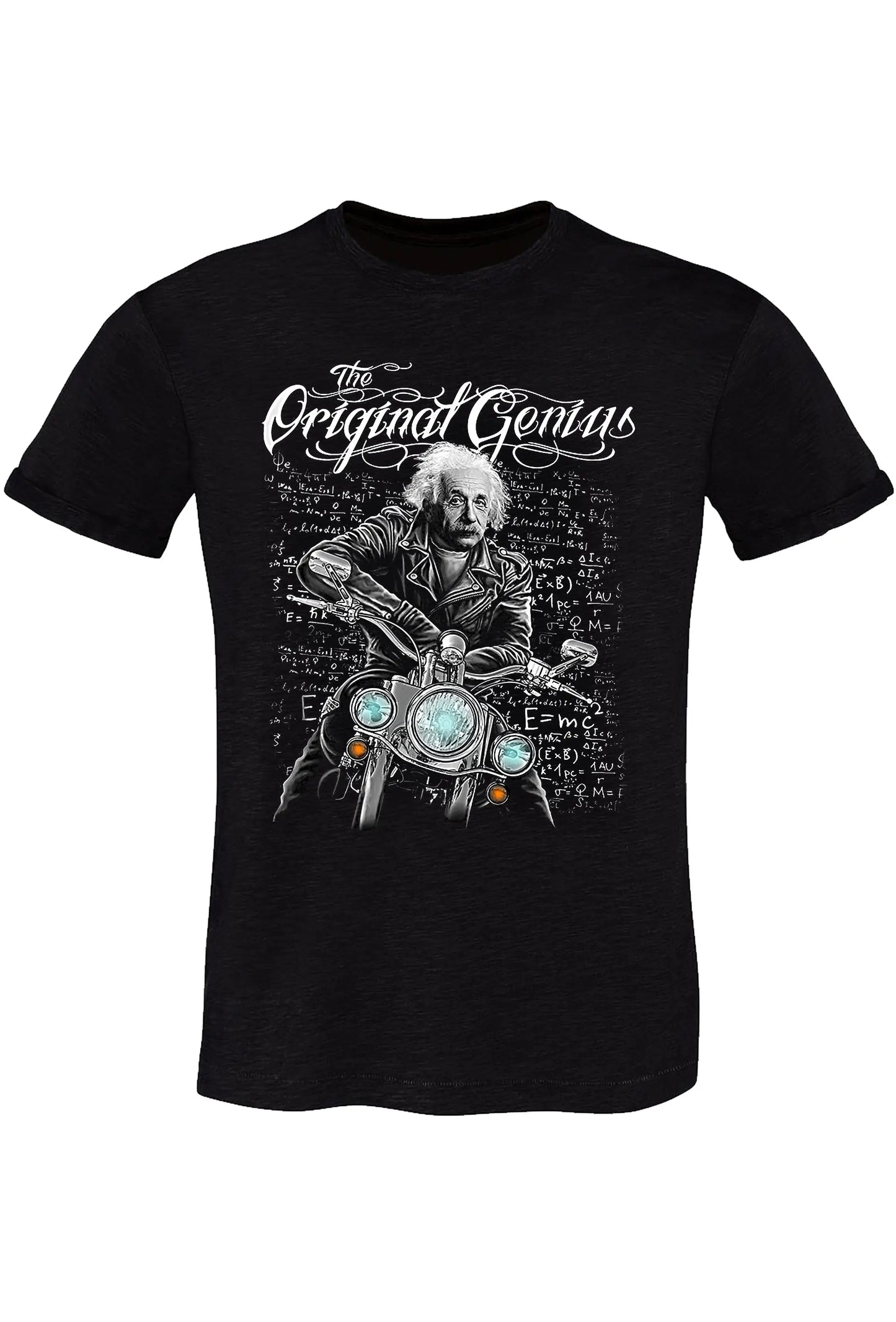 Albert Einstein Original Genius tattoo Motore 2075-8 t-shirt Urban Slub Men Uomo 100% Cotone Fiammato BS STREET STYLE