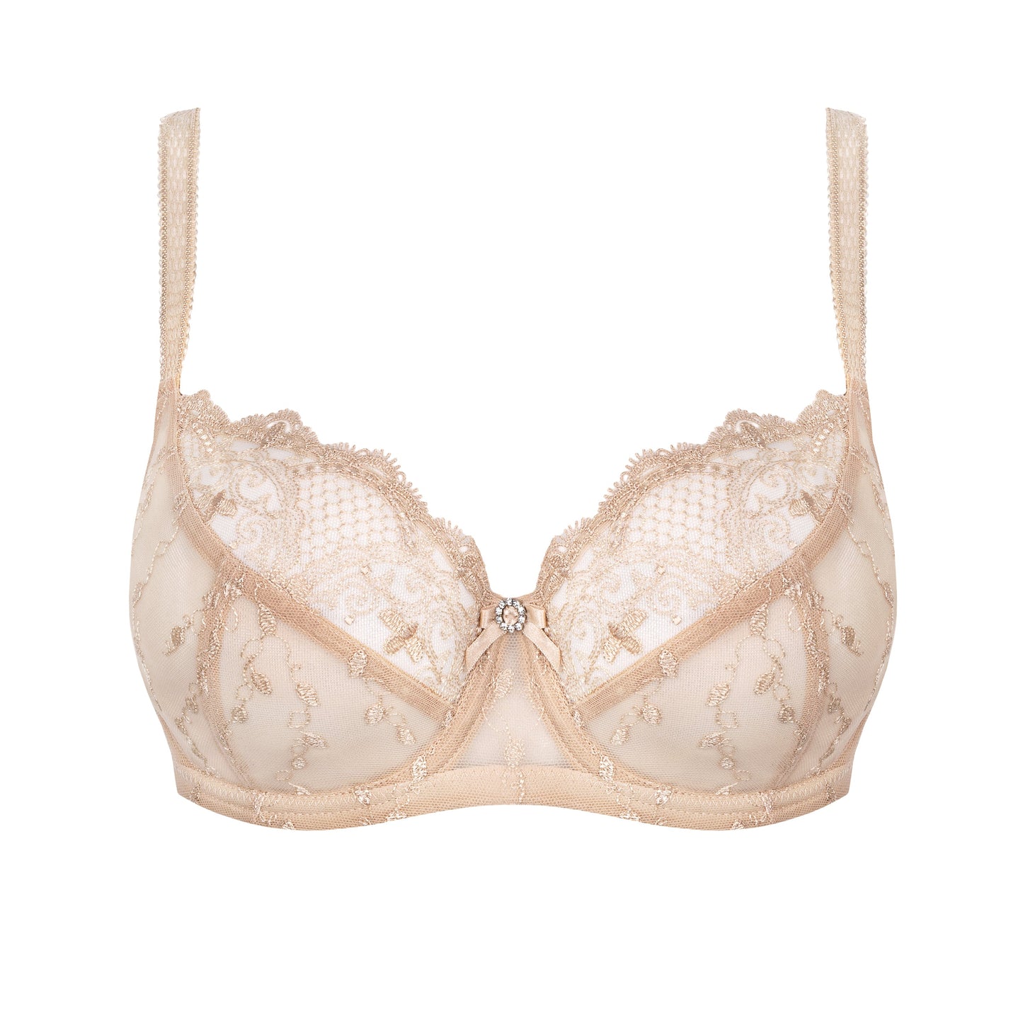Sheer Lace Full Figure Bra Aurora Beige-3