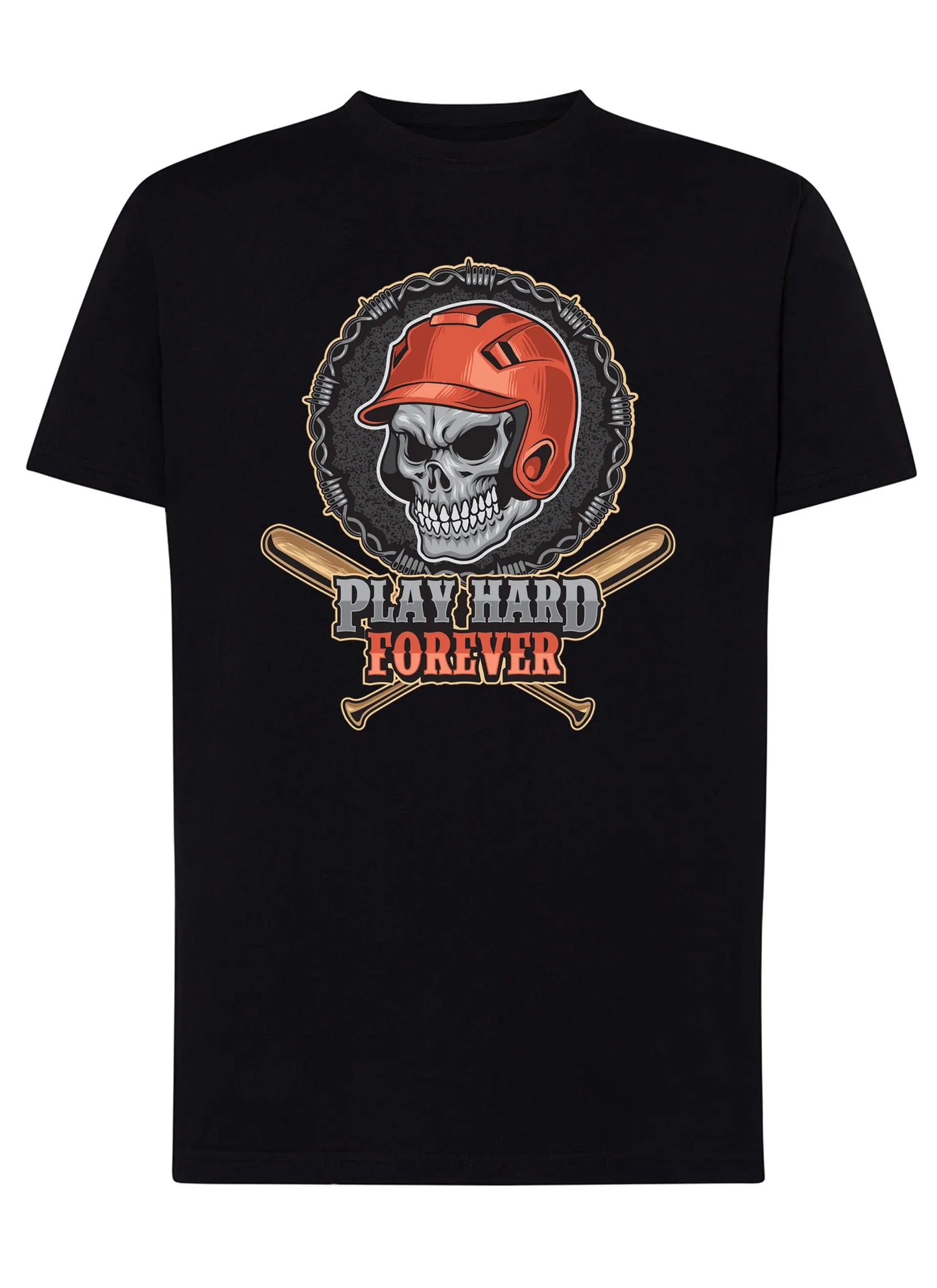 Baseball Skull Motor Tattoo 9052 T-shirt Urban Men Uomo 100% Cotone Pettinato JK STREET STYLE