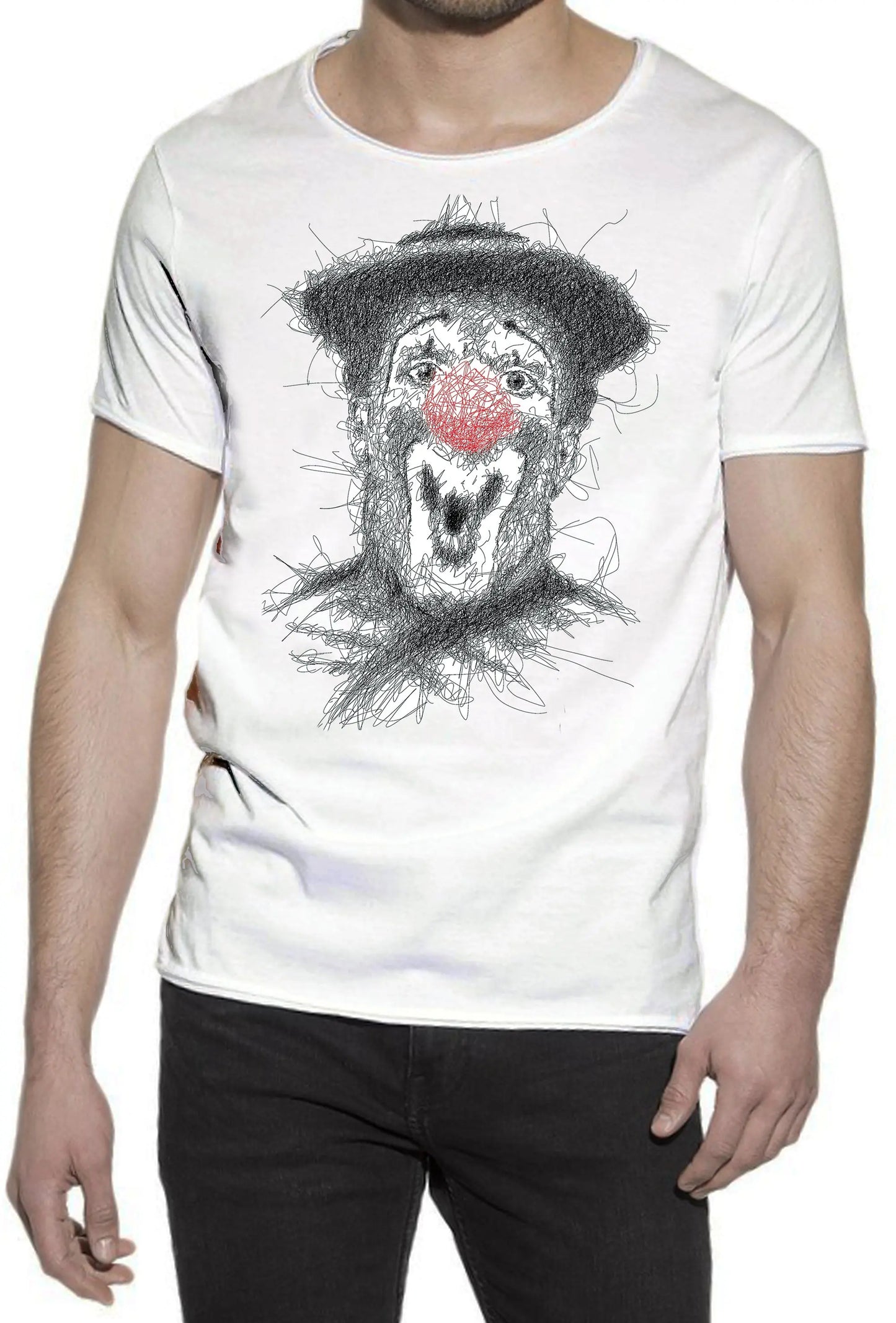 Clown Naso rosso Stilizzato Color 18-65 T-shirt Urban Slub Men Uomo 100% Cotone Fiammato JK STREET STYLE