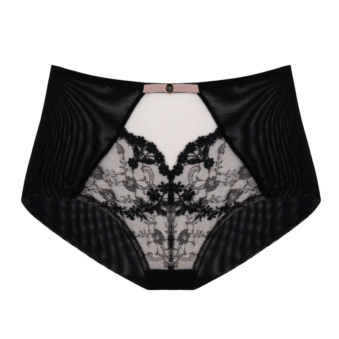 Semi Sheer High Waist Panty Eir Black - STREET STYLE
