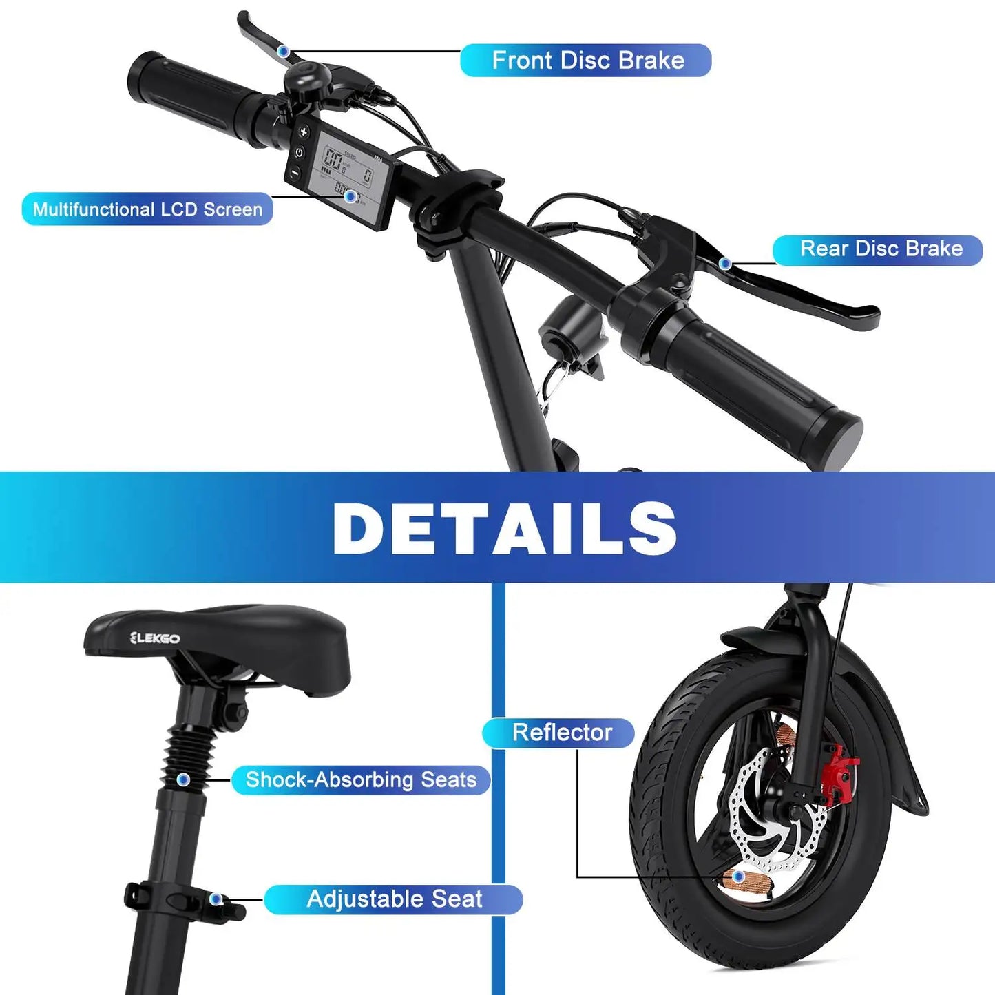 Mini 14'' Lightweight Aluminum Folding Electric Bike ELEKGO EG01 for Adults Urban E-Bike Single Speed CE Certified-5