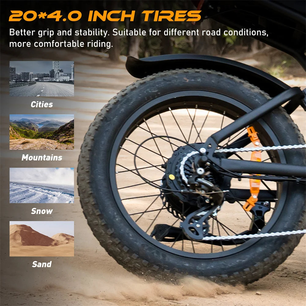 HITWAY BK29 Wholesale 48V 15Ah 250W 20"*4.0 Fat Tire Electric Mountain Bike, All-Terrain E-Bike for Off-Road Riding, CE-2