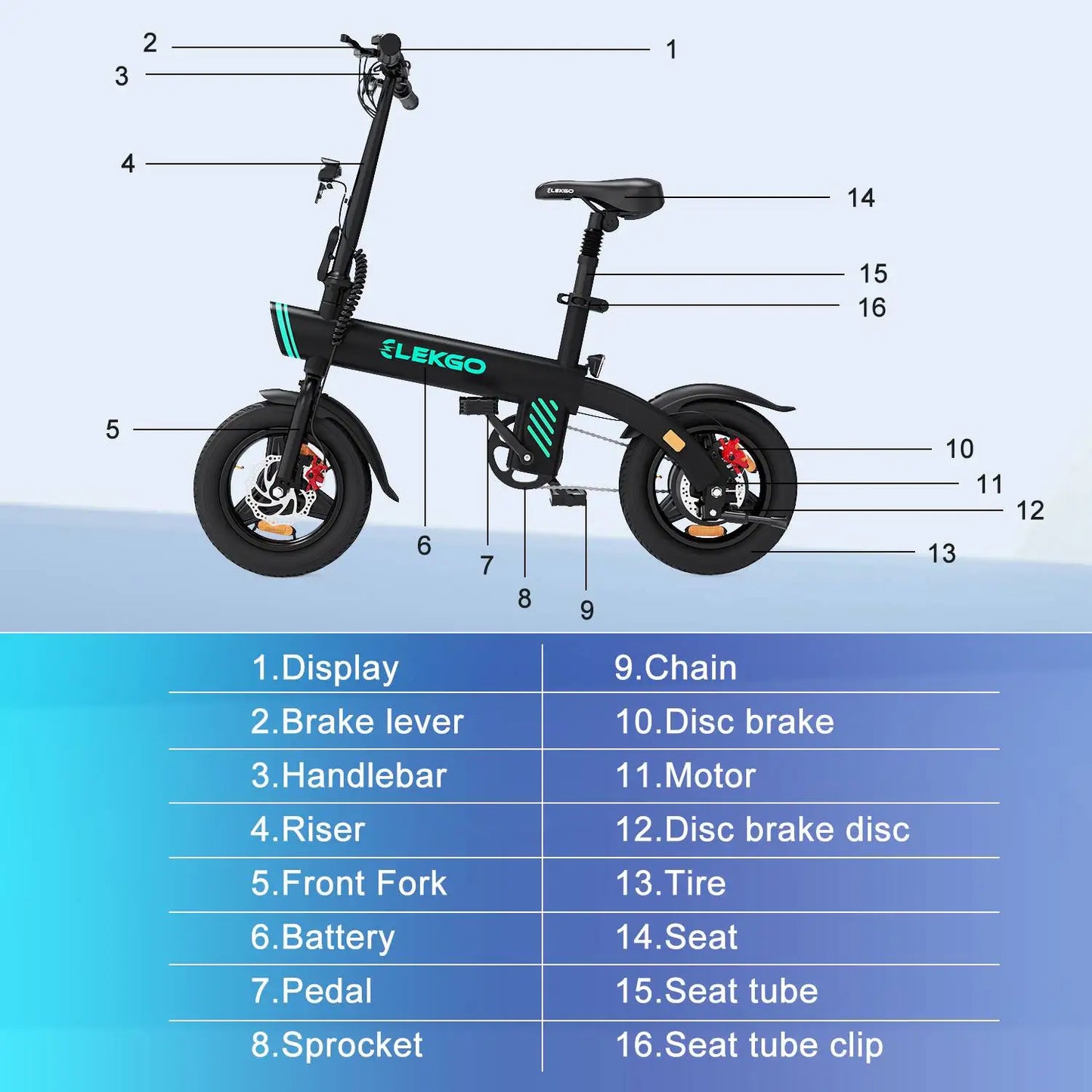Mini 14'' Lightweight Aluminum Folding Electric Bike ELEKGO EG01 for Adults Urban E-Bike Single Speed CE Certified-3