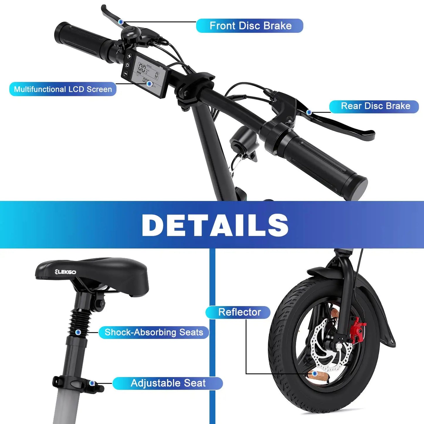 Mini 14'' Lightweight Aluminum Folding Electric Bike ELEKGO EG01 for Adults Urban E-Bike Single Speed CE Certified-4