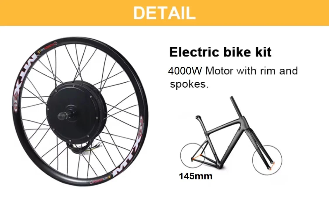 From UK Warehouse 72V 4000W 26/27.5/29 Inches MTX39 145mm Dropout Ebike Rear Wheel Conversion Kits-3