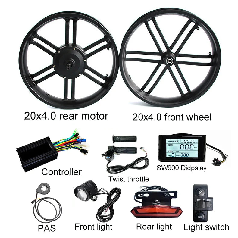 48V 750W 1000W 20x4.0 20 Inch Fat Tire Ebike Electric Snowbike Bicycle Bike Geared Hub Motor Conversion Kit-2