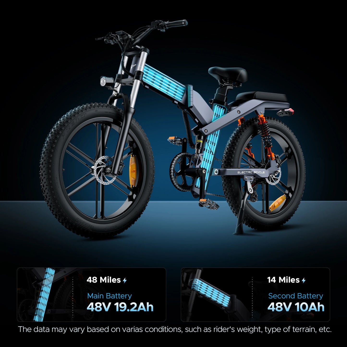 US Stock Dropshipping ENGWE X26 Electric Motorcycle 1000W 26in Fatbike 48V28Ah Off-road Electric Bike-5