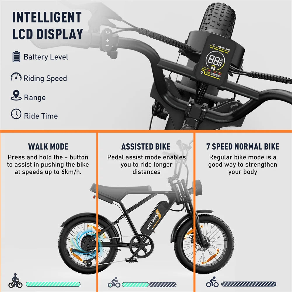 HITWAY BK29 Wholesale 48V 15Ah 250W 20"*4.0 Fat Tire Electric Mountain Bike, All-Terrain E-Bike for Off-Road Riding, CE-4