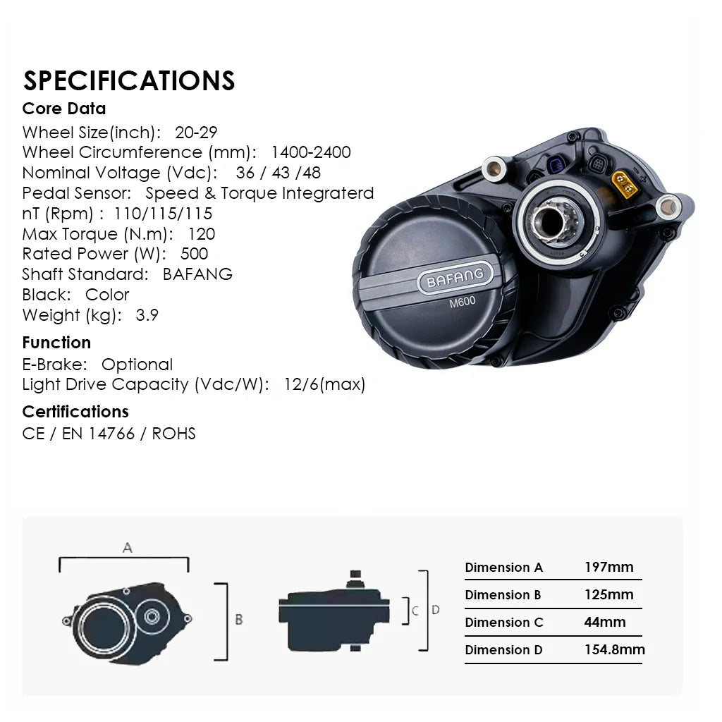 Wholesale BAFANG Mid Drive Ebike Conversion Kit 48V 500W 1000W M600 M620 Torque E Bike Electric Bike Conversion Kit with Battery-3