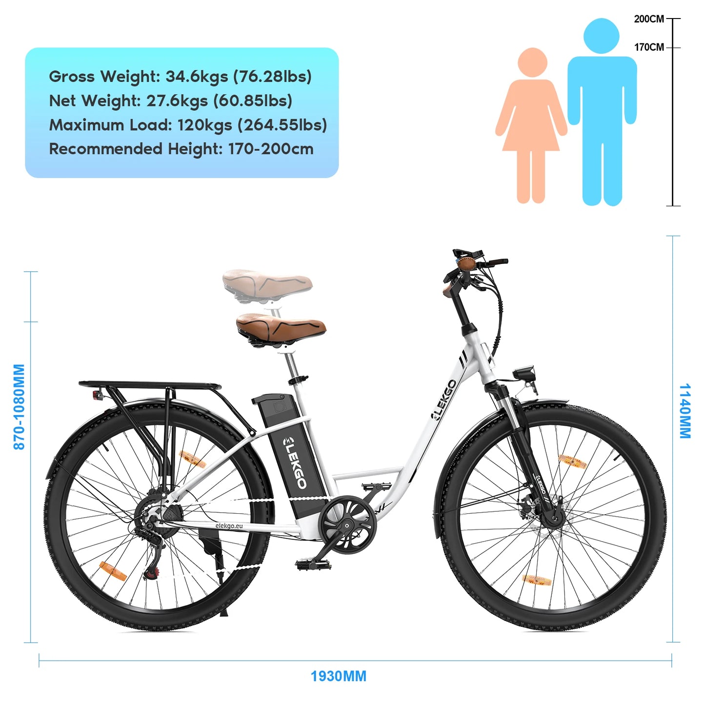EU UK Warehouse ELEKGO EGO31 Wholesale Comfortable 28" Commuting Electric Road Bike 7 Speed-5