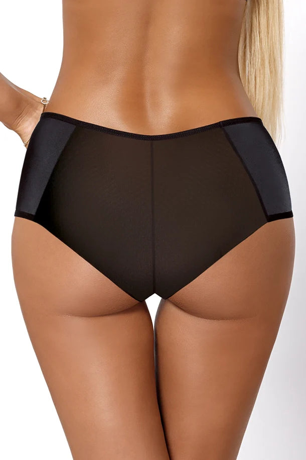 PariPari Jenny Black Sheer Full Brief Panties with Embroidery-1