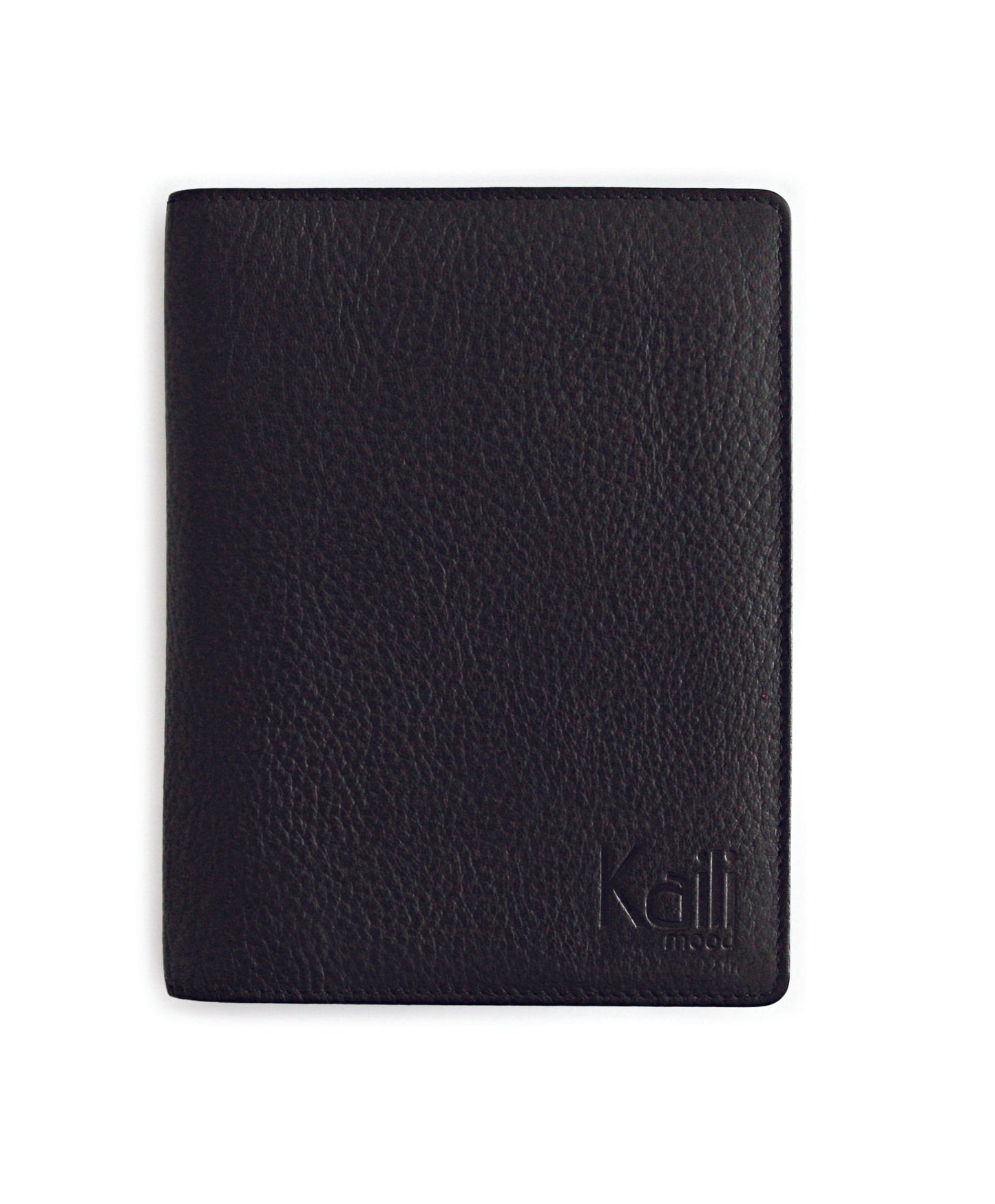 K0008AB | Porta Conto in Vera Pelle pieno fiore, grana dollaro. Mini slot interne e asola porta penna. Colore Nero. Dimensioni: cm 12 x 16 x 1. Confezione: Sacchetto Tnt-1