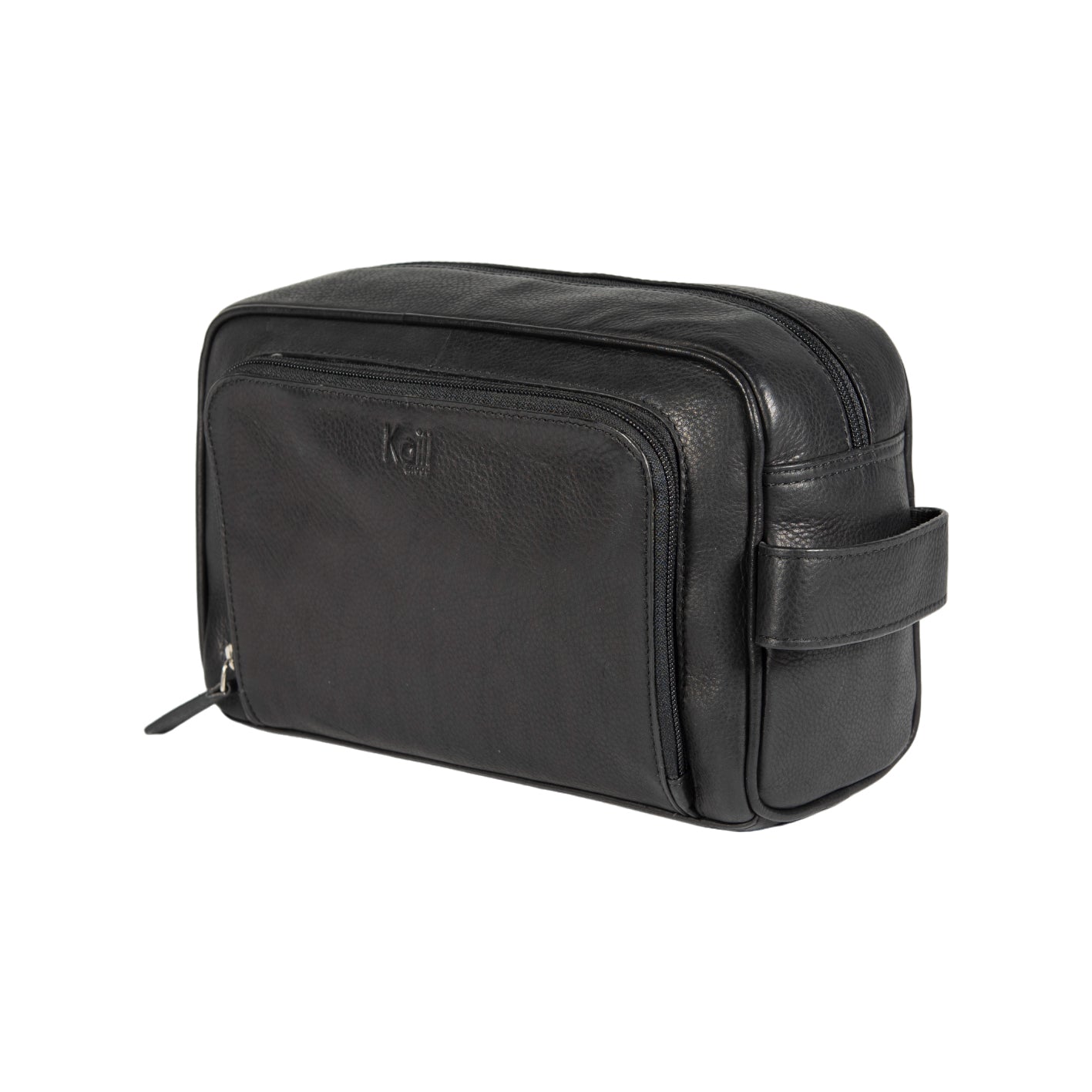 K0025AB | Beauty Case con maniglia laterale in Vera Pelle pieno fiore con leggera grana – Colore Nero. Chiusura con lampo, Dimensioni: cm 25 x 16 x 12. Confezione: Sacchetto Tnt-0