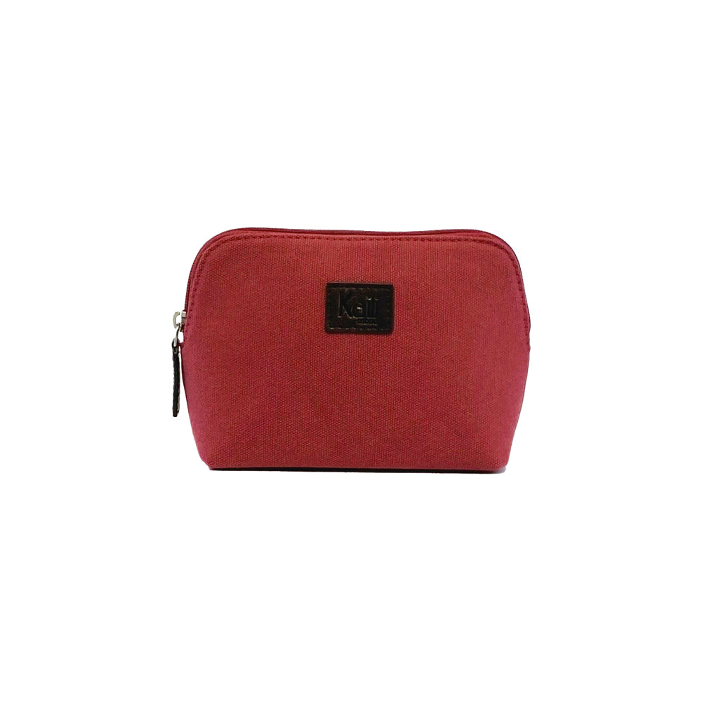 K0026XB | Women's Clutch Bag in Canvas/Genuine Volanata Full Grain Leather - Bordeaux/Dark Brown Color. Zipper closure. Dimensions: 17 x 13 x 6.5 cm - Packaging: TNT bag-1