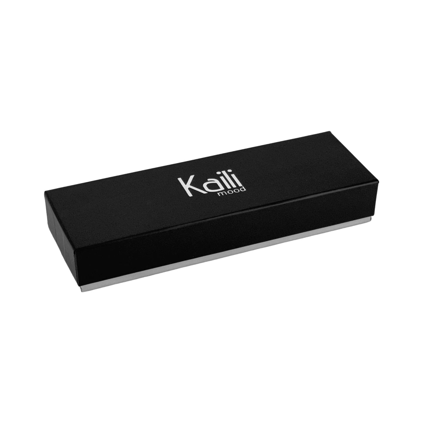 K0028AB | Custodia per Penne in Vera Pelle pieno fiore, grana dollaro - Colore Nero con bordi Rossi - Dimensioni: cm 4,5 x 16,5 x 1 - Confezione: Scatola regalo fondo/coperchio-4